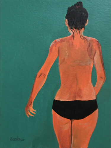 Painting titled "Le maillot noir" by Camille Rouschmeyer, Original Artwork, Acrylic