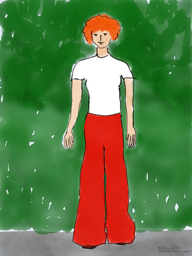 Digitale Kunst mit dem Titel "Femme au pantalon r…" von Camille Rouschmeyer, Original-Kunstwerk, Digitale Malerei