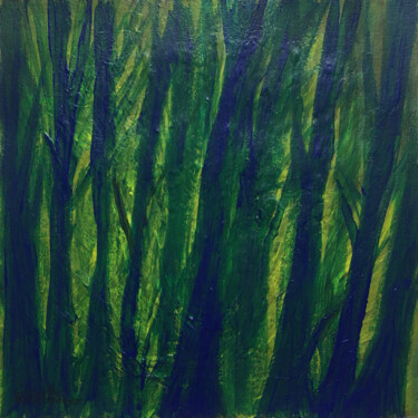 Painting titled "La forêt bleue" by Camille Rouschmeyer, Original Artwork, Acrylic