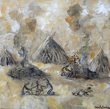Pittura intitolato "The village" da Camille Sanchez, Opera d'arte originale, Acrilico