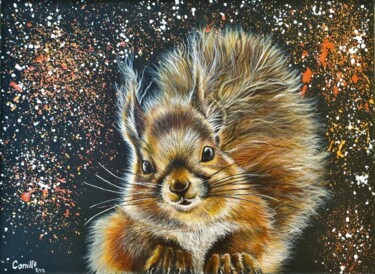 Peinture intitulée "L'écureuil rêveur" par Camille Zéphyr, Œuvre d'art originale, Acrylique