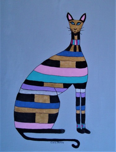 Malarstwo zatytułowany „Egyptian Cat Mosaic” autorstwa Carla Dancey, Oryginalna praca, Akryl