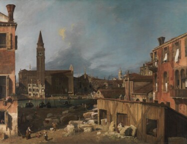 Painting titled "La cour du tailleur…" by Canaletto, Original Artwork, Oil