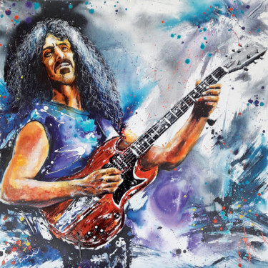 "Frank Zappa" başlıklı Tablo Jean-Michel Canal tarafından, Orijinal sanat, Akrilik Ahşap Sedye çerçevesi üzerine monte edilm…