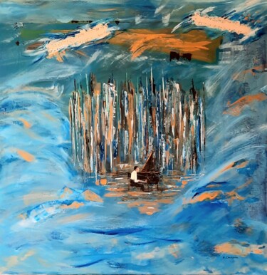 Картина под названием "JAZZ EQUINOXE" - Maryse Houppilliart, Подлинное произведение искусства, Акрил Установлен на Деревянна…