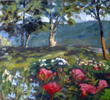 Painting titled "HIldene Peonies" by Candy Barr, Original Artwork