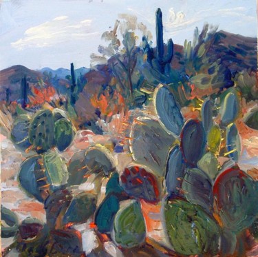 Painting titled "Prickly Pear Cactus" by Candy Barr, Original Artwork