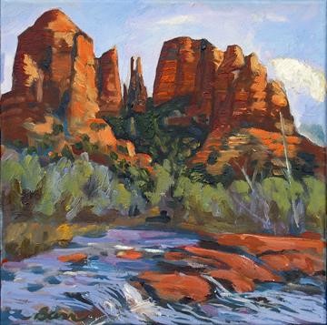Painting titled "Cathedral Rocks, Se…" by Candy Barr, Original Artwork