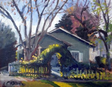 Painting titled "Home Arbor Entrance" by Candy Barr, Original Artwork, Oil