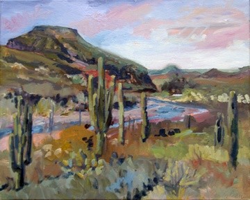 Painting titled "Table Mesa" by Candy Barr, Original Artwork, Oil