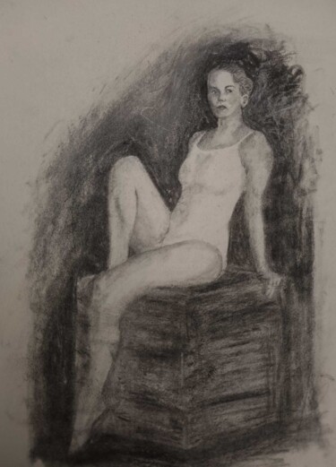 Disegno intitolato "Model" da Caner Ünlü, Opera d'arte originale, Carbone