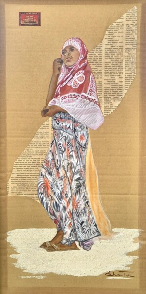 Painting titled "Zanzibarite  au tél…" by Chantal Moisy (ChanTou), Original Artwork, Watercolor