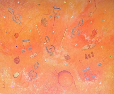 Painting titled "Musique en tête" by Chantal Moisy (ChanTou), Original Artwork, Acrylic