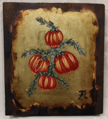 Painting titled "Pomegranates" by Anastasia Patouna, Original Artwork, Tempera