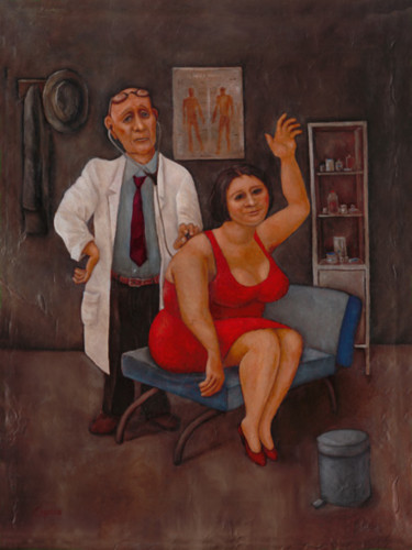 Schilderij getiteld "Il medico" door Nunzio Capece, Origineel Kunstwerk, Olie