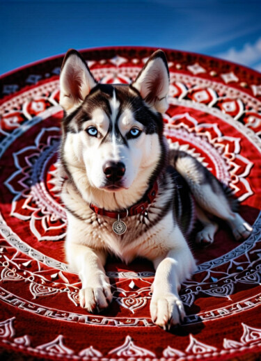 Digital Arts με τίτλο "Husky mandala 1" από Caprice, Αυθεντικά έργα τέχνης, Εικόνα που δημιουργήθηκε με AI