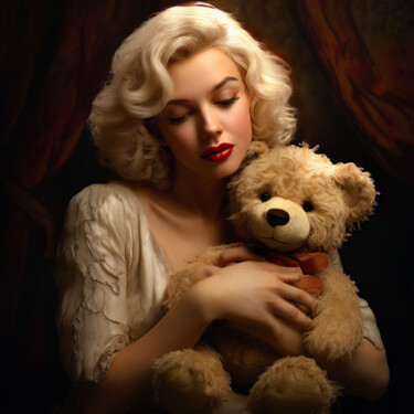 "Marilyn hug a Teddy…" başlıklı Dijital Sanat Caprice tarafından, Orijinal sanat, AI tarafından oluşturulan görüntü