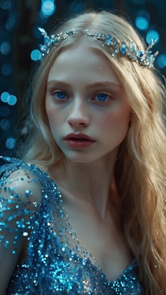 Digital Arts titled "Blue Fairy" by Caprice, Original Artwork, AI generated image