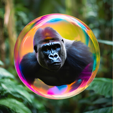 Digitale Kunst getiteld "Bulle gorille #2" door Caprice, Origineel Kunstwerk, AI gegenereerde afbeelding