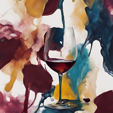 Arts numériques intitulée "Wine and art abstra…" par Caprice, Œuvre d'art originale, Image générée par l'IA
