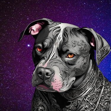 Artes digitais intitulada "pitbull night" por Caprice, Obras de arte originais, Imagem gerada por IA