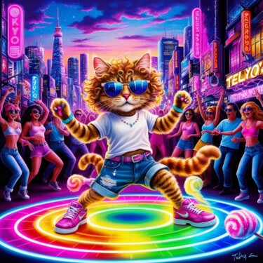 数字艺术 标题为“party cat” 由Caprice, 原创艺术品, AI生成的图像