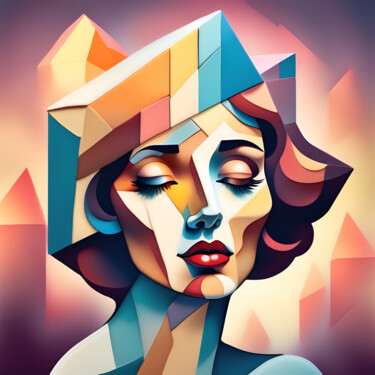 Arts numériques intitulée "cubisme femme" par Caprice, Œuvre d'art originale, Image générée par l'IA