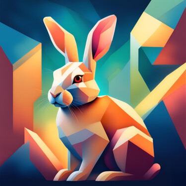 Arts numériques intitulée "lapin cubisme" par Caprice, Œuvre d'art originale, Image générée par l'IA