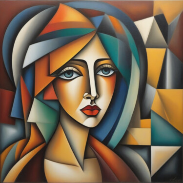 Arts numériques intitulée "cubisme femme coloré" par Caprice, Œuvre d'art originale, Image générée par l'IA