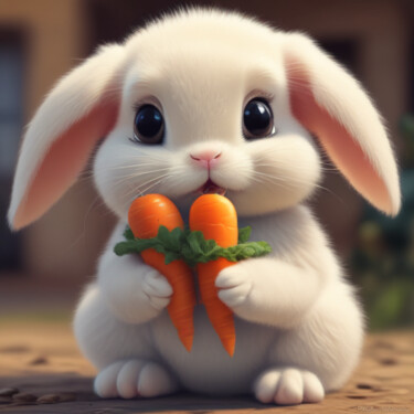 Arts numériques intitulée "Cute rabbit" par Caprice, Œuvre d'art originale, Image générée par l'IA