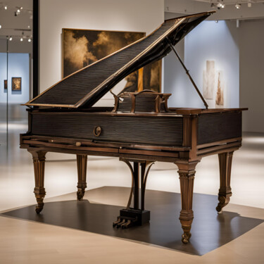 Arts numériques intitulée "Piano dans le musee" par Caprice, Œuvre d'art originale, Image générée par l'IA