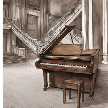 Artes digitais intitulada "Dessin piano opéra" por Caprice, Obras de arte originais, Imagem gerada por IA