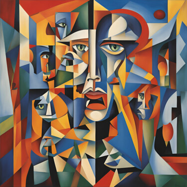 Arts numériques intitulée "cubisme peur" par Caprice, Œuvre d'art originale, Image générée par l'IA