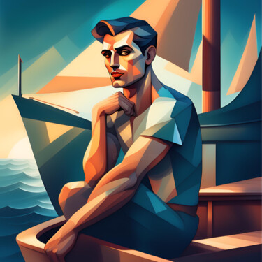 Arts numériques intitulée "cubisme marin" par Caprice, Œuvre d'art originale, Image générée par l'IA