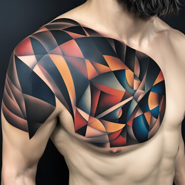 Arts numériques intitulée "Homme tatoué sexy" par Caprice, Œuvre d'art originale, Image générée par l'IA