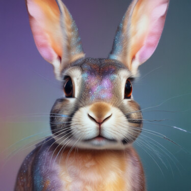 Arts numériques intitulée "Rabbit iridescent" par Caprice, Œuvre d'art originale, Image générée par l'IA
