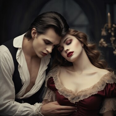 Digital Arts titled "vampire couple" by Caprice, Original Artwork, AI generated image