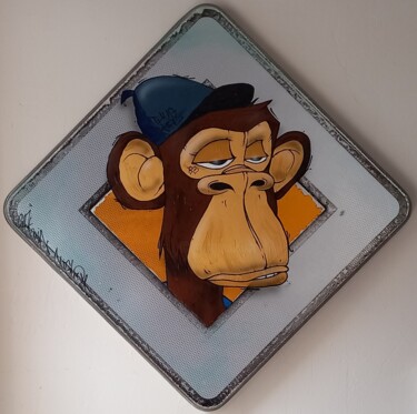 Malerei mit dem Titel "Bored Ape Priority" von Captain Niglo, Original-Kunstwerk, Acryl