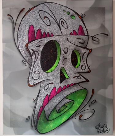 Malarstwo zatytułowany „Skull Story” autorstwa Captain Niglo, Oryginalna praca, Akryl