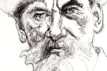 Dibujo titulada "Lev Tolstoi (detall…" por Enrique Carceller Alcón, Obra de arte original