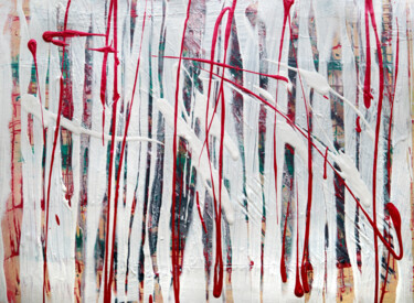 Pittura intitolato "Red and White" da Caren Keyser, Opera d'arte originale, Acrilico
