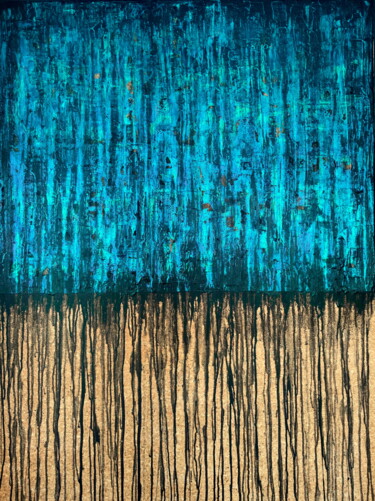 Painting titled "Black Blue Aqua No.…" by Carla Sá Fernandes, Original Artwork, Acrylic Mounted on Wood Stretcher frame