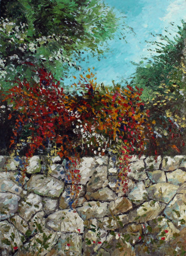 Pintura titulada "Muretto rurale" por Carlo R. Pisano, Obra de arte original, Oleo