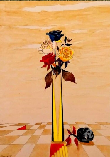 Картина под названием "P-rose" - Carlo Spampinato, Подлинное произведение искусства, Масло