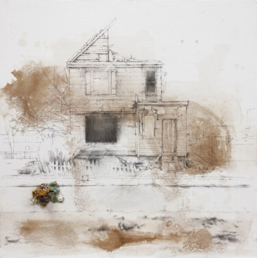 Disegno intitolato "Abandoned house IX" da Carlos Asensio, Opera d'arte originale, Grafite Montato su Pannello di legno