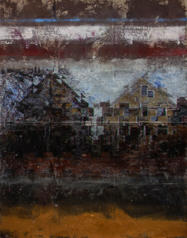Malerei mit dem Titel "Glitch houses" von Carlos Asensio, Original-Kunstwerk, Acryl