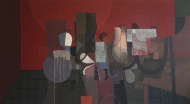 Картина под названием "Red room" - Carlos Blanco Artero, Подлинное произведение искусства, Акрил