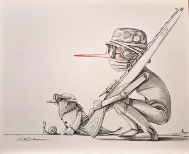 Dessin intitulée "PINOCCHIO AND THE W…" par Carlo Salomoni, Œuvre d'art originale, Crayon