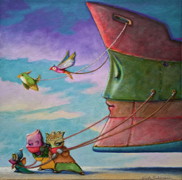 Pintura titulada "THE DREAM SHIP'S AS…" por Carlo Salomoni, Obra de arte original, Acrílico Montado en Otro panel rígido