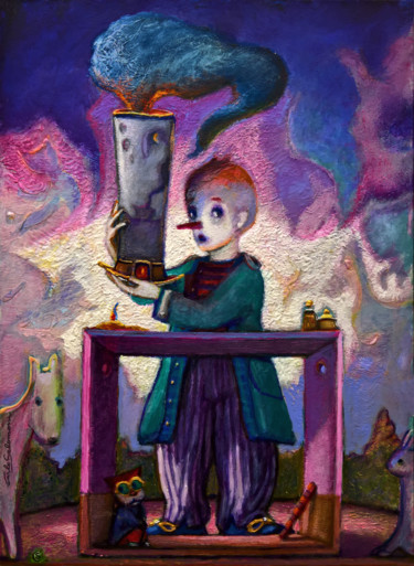 "THE MAGIC HATTER" başlıklı Tablo Carlo Salomoni tarafından, Orijinal sanat, Akrilik Ahşap panel üzerine monte edilmiş